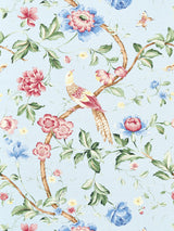 Scalamandre SC 000216300M ROSE & BLUE ON GLACIER BLUE ORIENTEAUX Fabric - Eade's Wallpaper