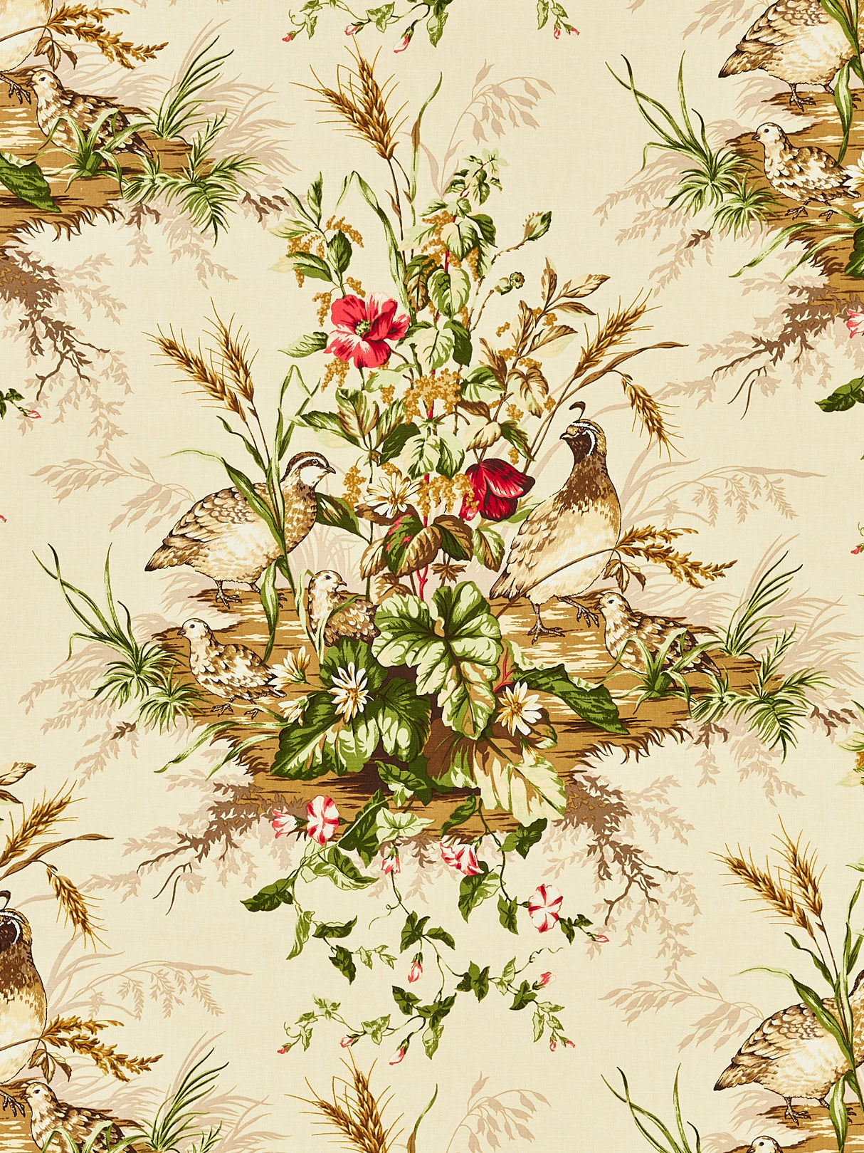Scalamandre SC 000216310 MULTI ON SISAL EDWIN'S COVEY LINEN PRINT Fabric - Eade's Wallpaper