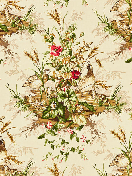 Scalamandre SC 000216310 MULTI ON SISAL EDWIN'S COVEY LINEN PRINT Fabric - Eade's Wallpaper