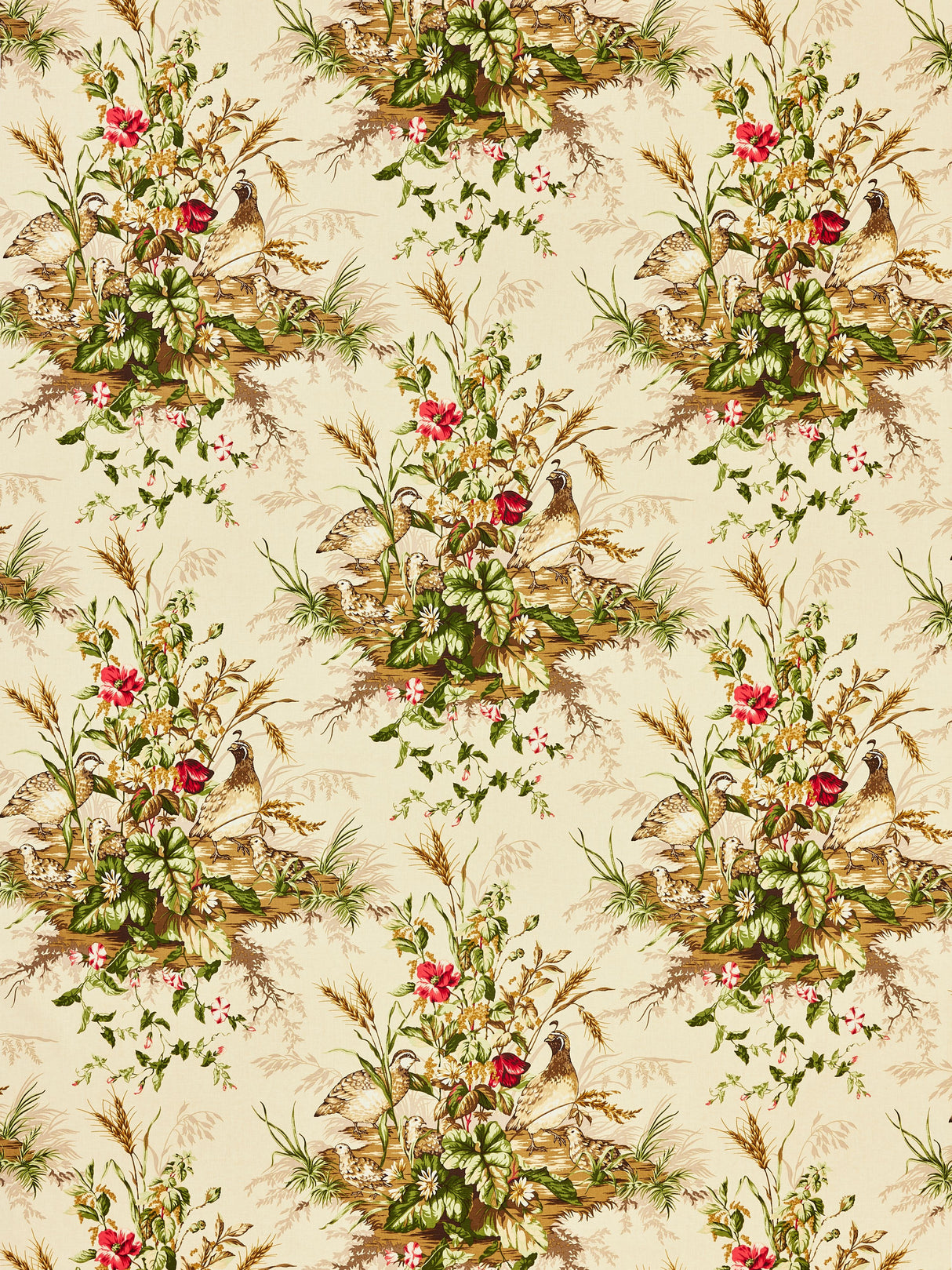 Scalamandre SC 000216310 MULTI ON SISAL EDWIN'S COVEY LINEN PRINT Fabric - Eade's Wallpaper