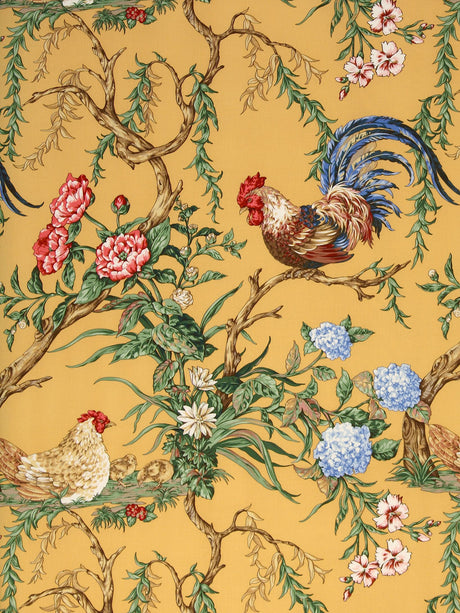 Scalamandre SC 000216360 MUSTARD CHANTICLEER Fabric - Eade's Wallpaper