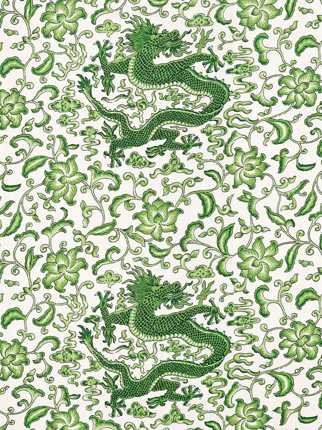 Scalamandre SC 000216558 JADE CHI'EN DRAGON LINEN PRINT Fabric - Eade's Wallpaper