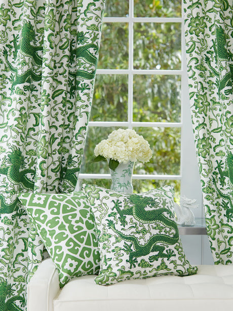 Scalamandre SC 000216558 JADE CHI'EN DRAGON LINEN PRINT Fabric - Eade's Wallpaper