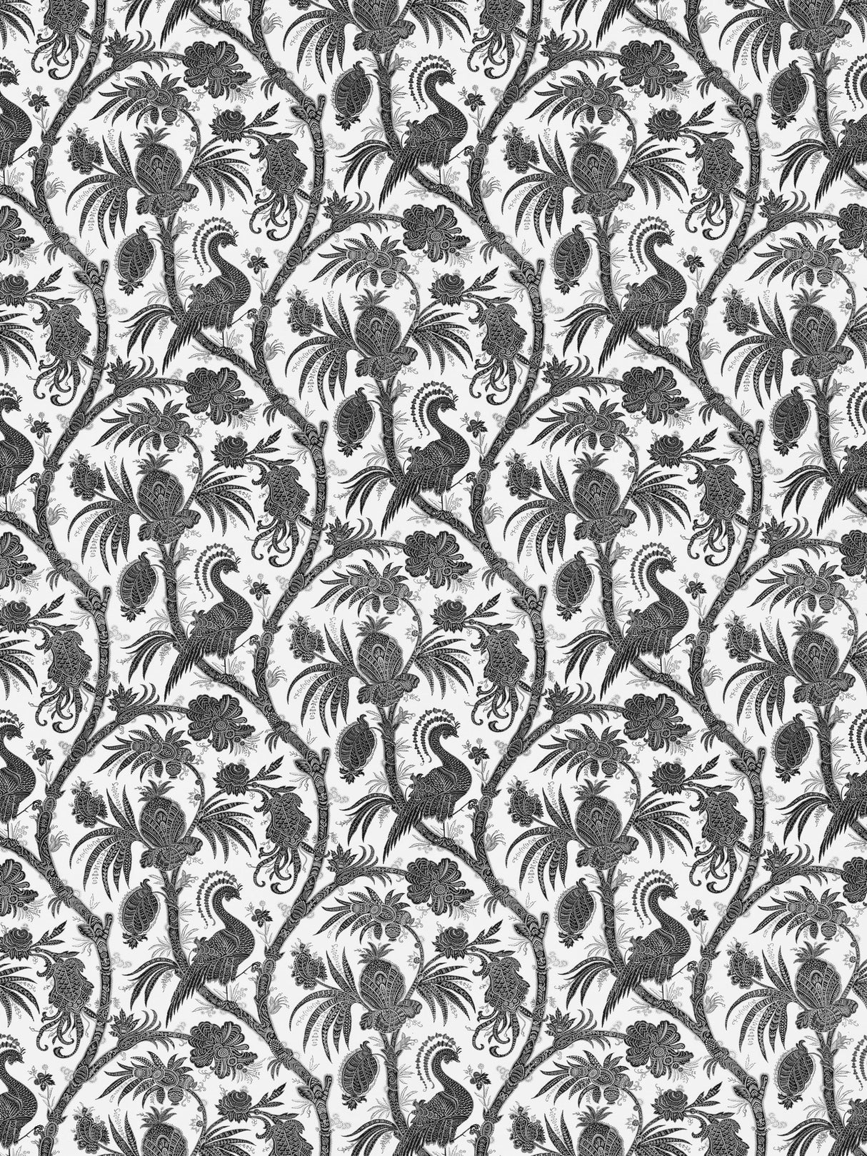Scalamandre SC 000216575 LAVENDER BALINESE PEACOCK LINEN PRINT Fabric - Eade's Wallpaper