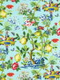 Scalamandre SC 000216583 AQUAMARINE SHANTUNG GARDEN COTTON PRINT Fabric - Eade's Wallpaper