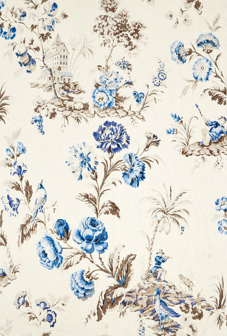 Scalamandre SC 000216584 PORCELAIN SOMERSET LINEN PRINT Fabric - Eade's Wallpaper