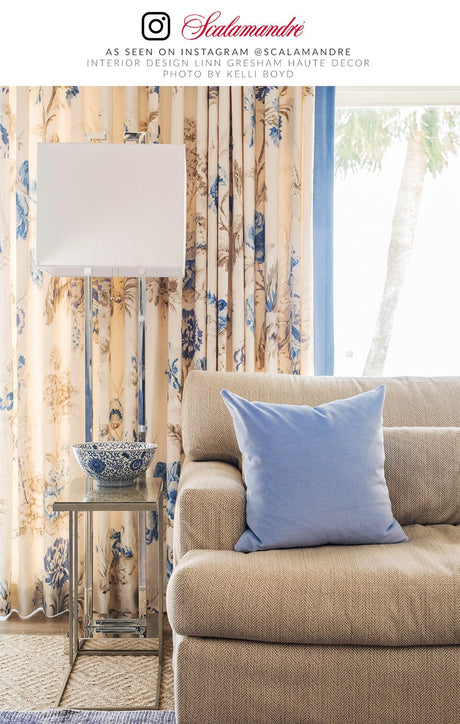 Scalamandre SC 000216584 PORCELAIN SOMERSET LINEN PRINT Fabric - Eade's Wallpaper