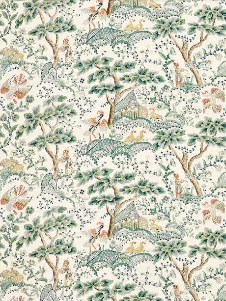 Scalamandre SC 000216590 LEAF ON IVORY KELMESCOTT HAND BLOCK PRINT Fabric - Eade's Wallpaper