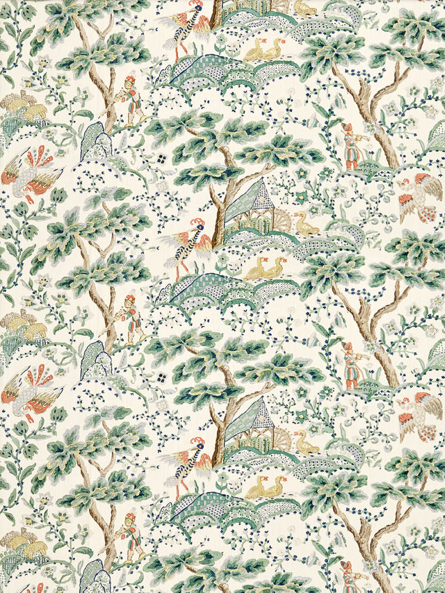 Scalamandre SC 000216590 LEAF ON IVORY KELMESCOTT HAND BLOCK PRINT Fabric - Eade's Wallpaper