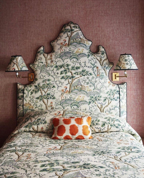 Scalamandre SC 000216590 LEAF ON IVORY KELMESCOTT HAND BLOCK PRINT Fabric - Eade's Wallpaper