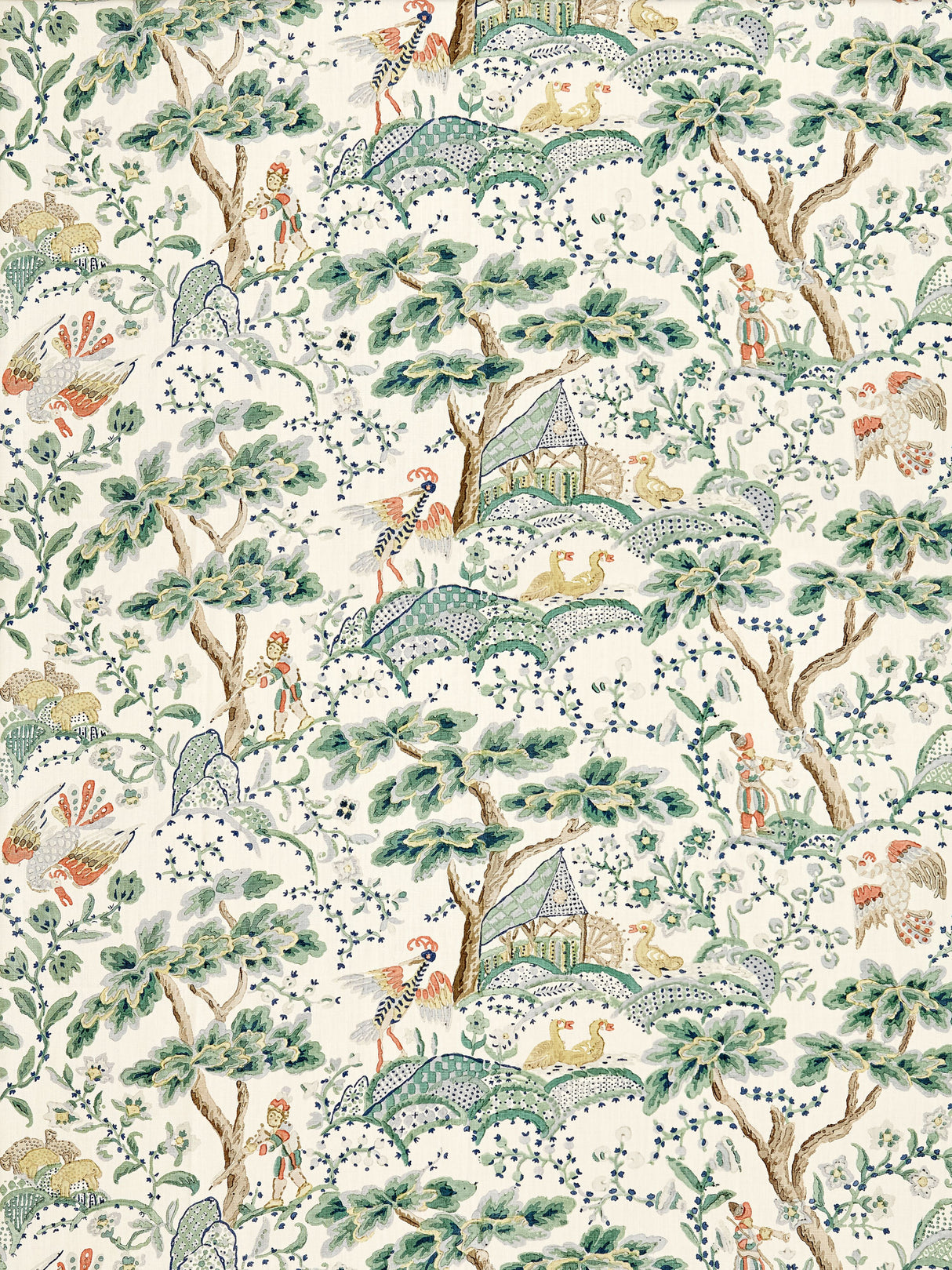 Scalamandre SC 000216590 LEAF ON IVORY KELMESCOTT HAND BLOCK PRINT Fabric - Eade's Wallpaper