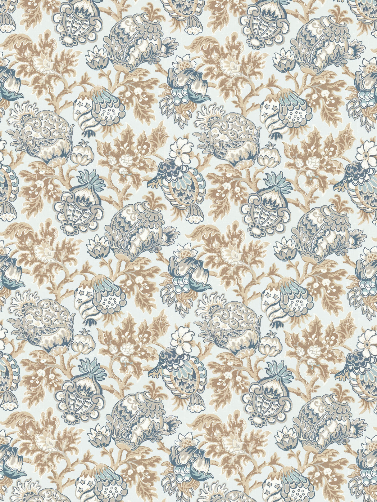 Scalamandre SC 000216593 SKY CANTERBURY LINEN PRINT Fabric - Eade's Wallpaper