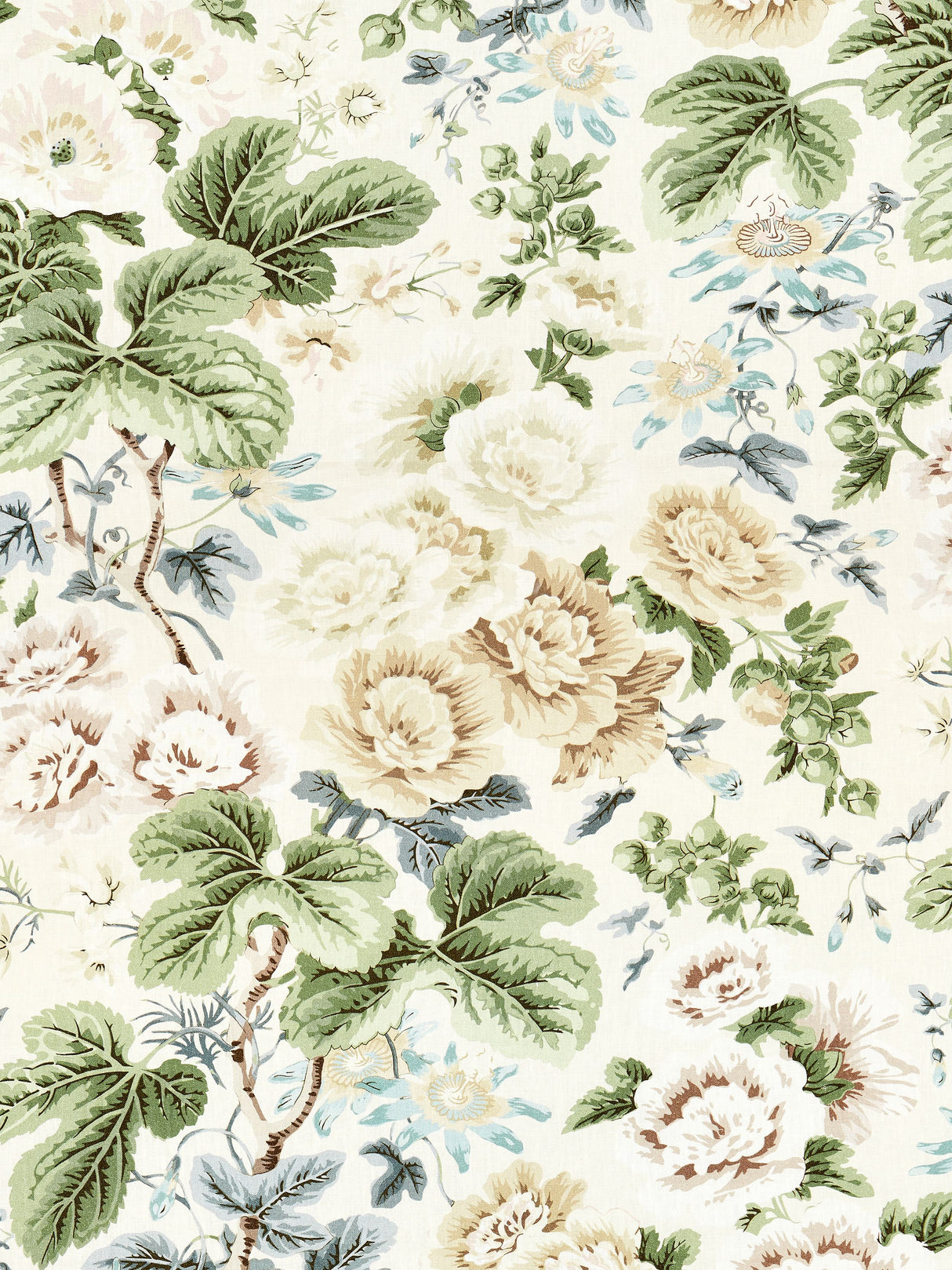 Scalamandre SC 000216595 RICH CREAM HIGHGROVE LINEN PRINT Fabric - Eade's Wallpaper