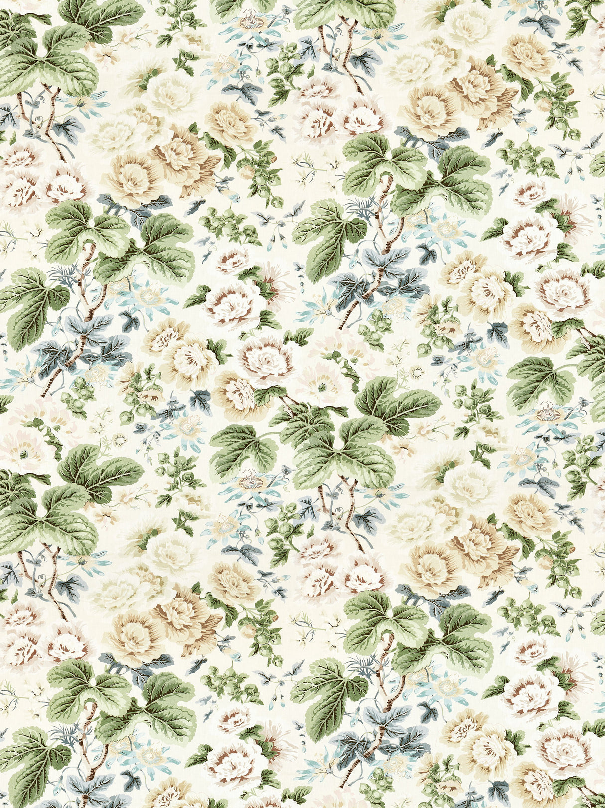 Scalamandre SC 000216595 RICH CREAM HIGHGROVE LINEN PRINT Fabric - Eade's Wallpaper