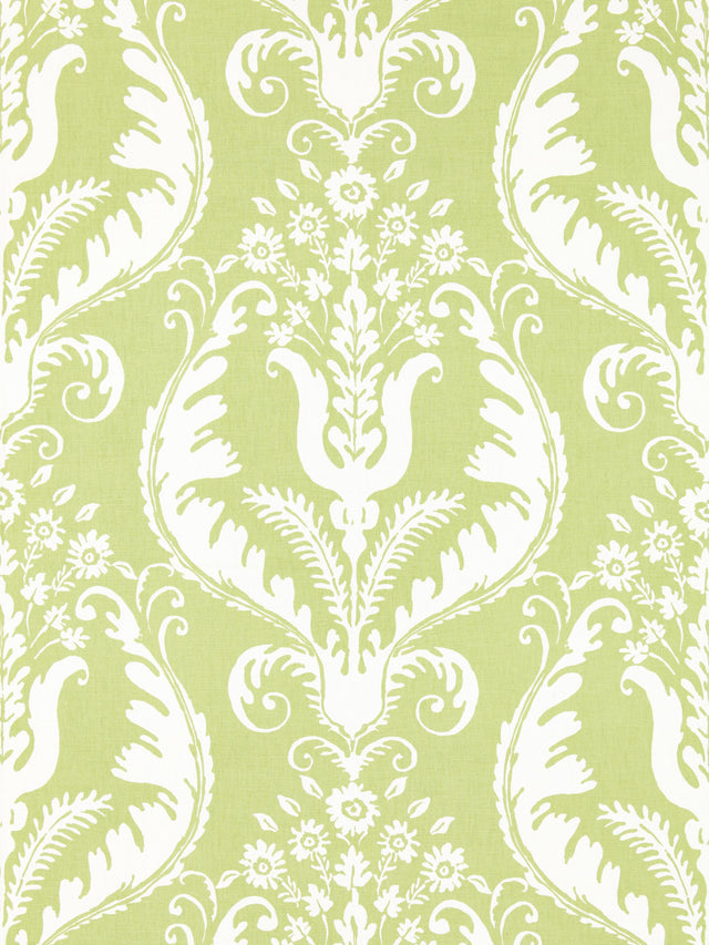 Scalamandre SC 000216597 CELERY PRIMAVERA LINEN PRINT Fabric - Eade's Wallpaper