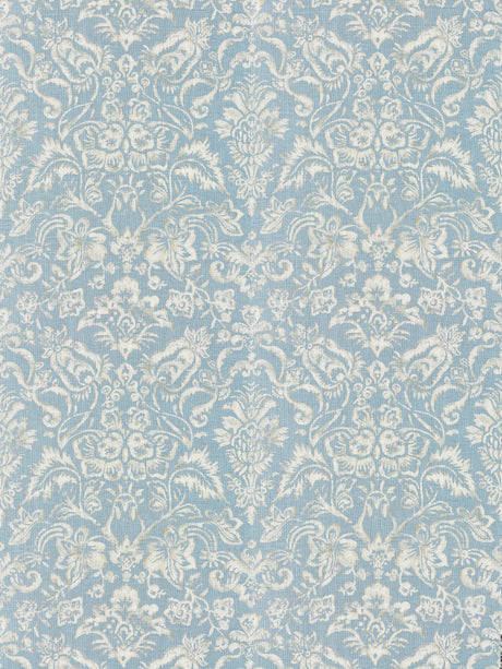 Scalamandre SC 000216598 BLUESTONE & SILVER MANSFIELD DAMASK PRINT Fabric - Eade's Wallpaper