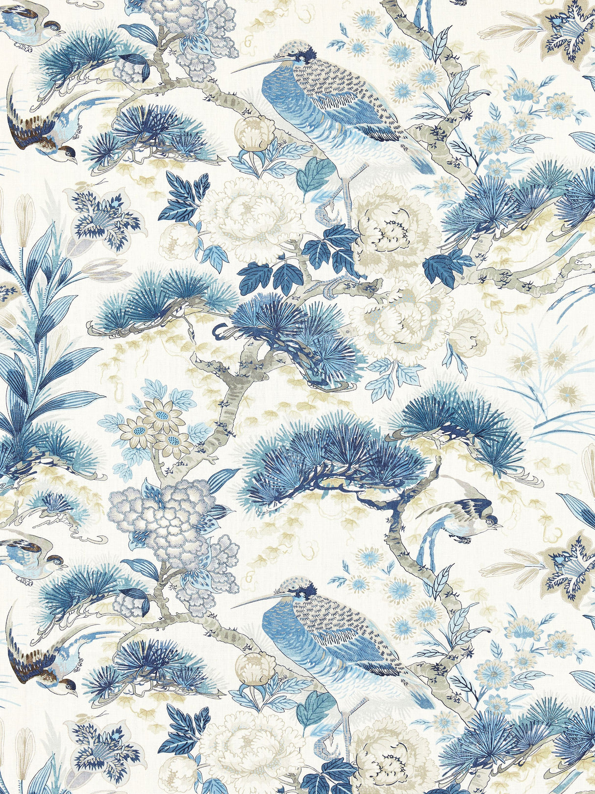 Scalamandre SC 000216601 PORCELAIN SHENYANG LINEN PRINT Fabric - Eade's Wallpaper