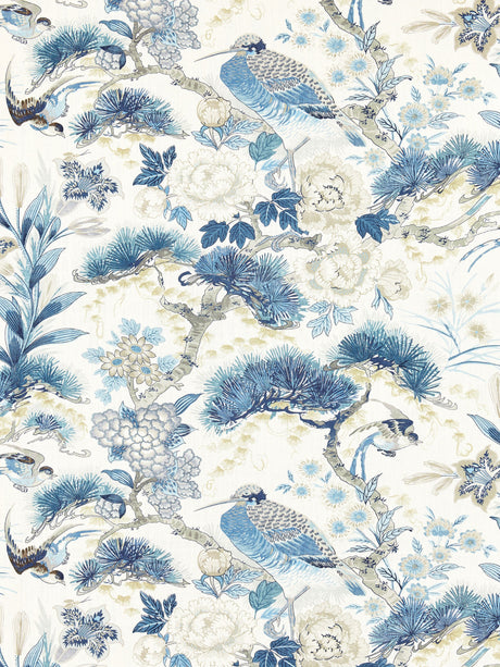 Scalamandre SC 000216601 PORCELAIN SHENYANG LINEN PRINT Fabric - Eade's Wallpaper
