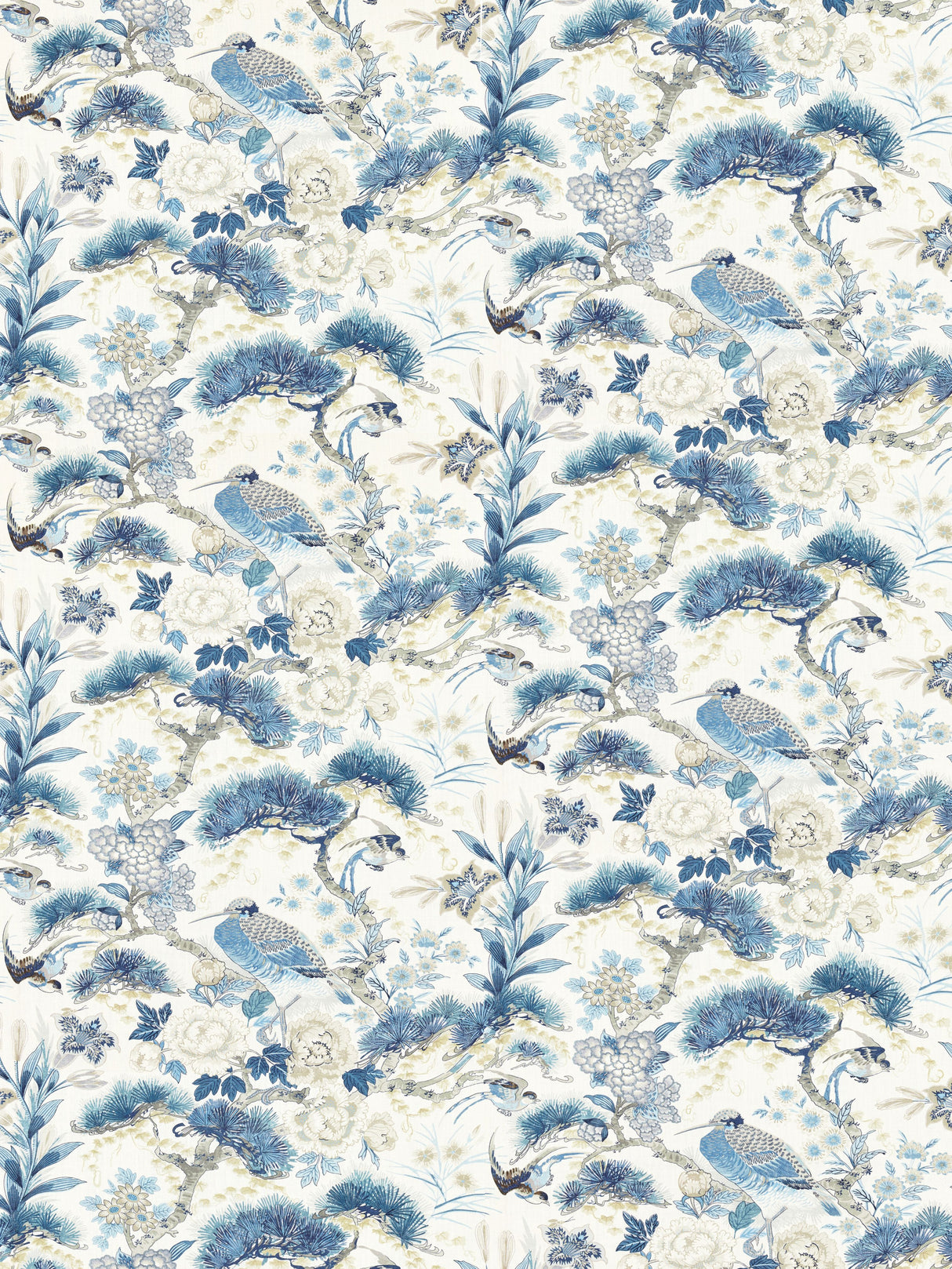 Scalamandre SC 000216601 PORCELAIN SHENYANG LINEN PRINT Fabric - Eade's Wallpaper