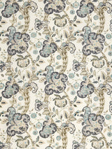 Scalamandre SC 000216603 SMOKE ON IVORY CUMBRIA HAND BLOCK PRINT Fabric - Eade's Wallpaper