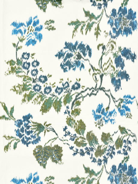 Scalamandre SC 000216611 BLUES ON IVORY KEW GARDENS WARP PRINT Fabric - Eade's Wallpaper