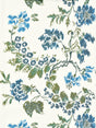 Scalamandre SC 000216611 BLUES ON IVORY KEW GARDENS WARP PRINT Fabric - Eade's Wallpaper