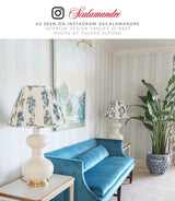 Scalamandre SC 000216611 BLUES ON IVORY KEW GARDENS WARP PRINT Fabric - Eade's Wallpaper