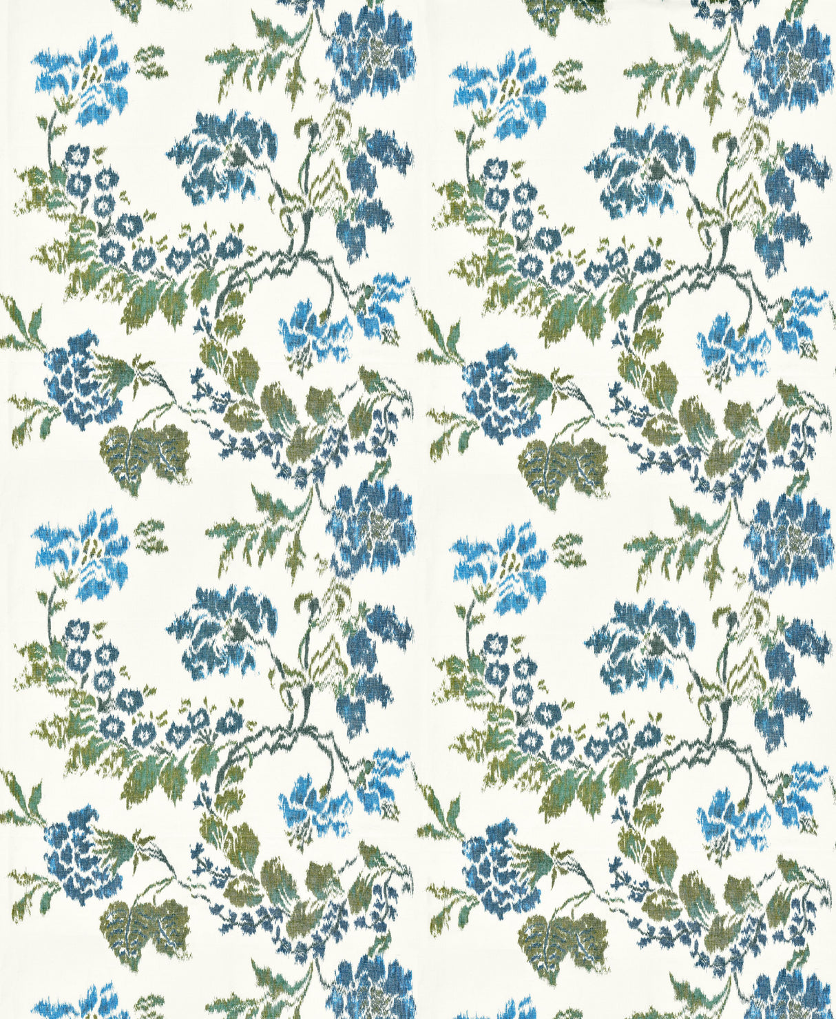 Scalamandre SC 000216611 BLUES ON IVORY KEW GARDENS WARP PRINT Fabric - Eade's Wallpaper