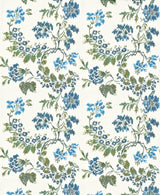 Scalamandre SC 000216611 BLUES ON IVORY KEW GARDENS WARP PRINT Fabric - Eade's Wallpaper