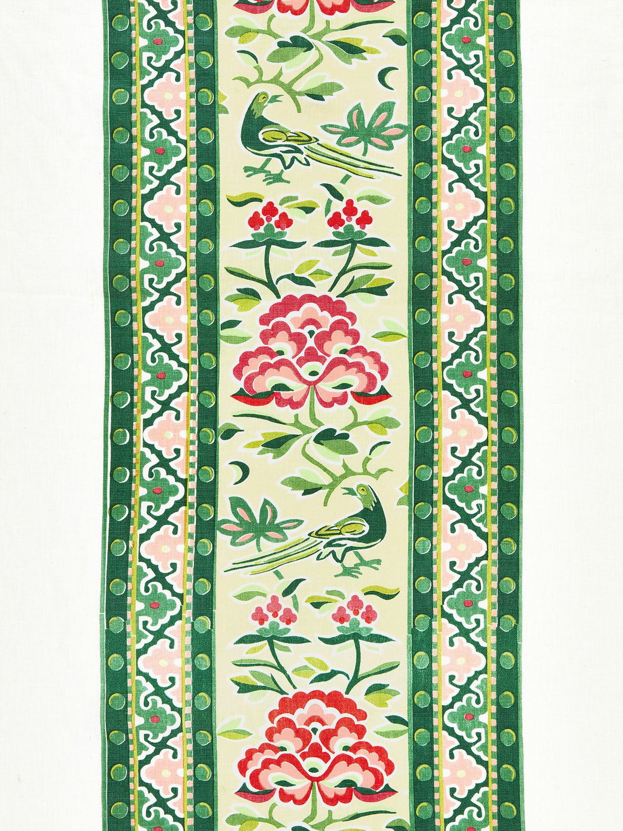 Scalamandre SC 000216613 SPRING GREEN ROYAL PEONY LINEN PRINT Fabric - Eade's Wallpaper