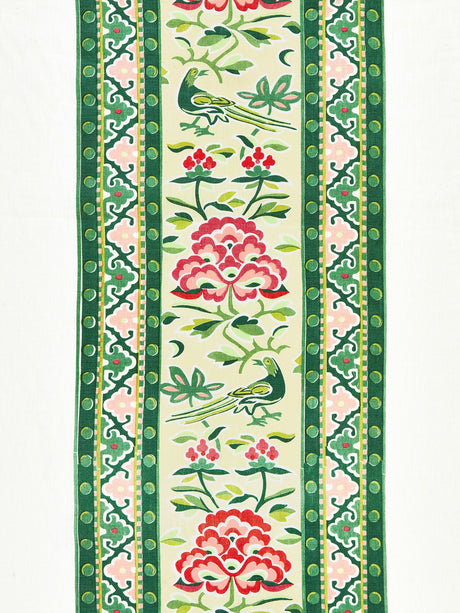 Scalamandre SC 000216613 SPRING GREEN ROYAL PEONY LINEN PRINT Fabric - Eade's Wallpaper
