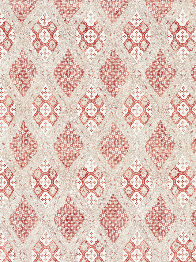 Scalamandre SC 000216626 CORAL SPICE FARRAH PRINT Fabric - Eade's Wallpaper