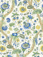 Scalamandre SC 000216647 BLUE AND GOLD FLEURS TROPICALES Fabric - Eade's Wallpaper