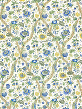 Scalamandre SC 000216647 BLUE AND GOLD FLEURS TROPICALES Fabric - Eade's Wallpaper
