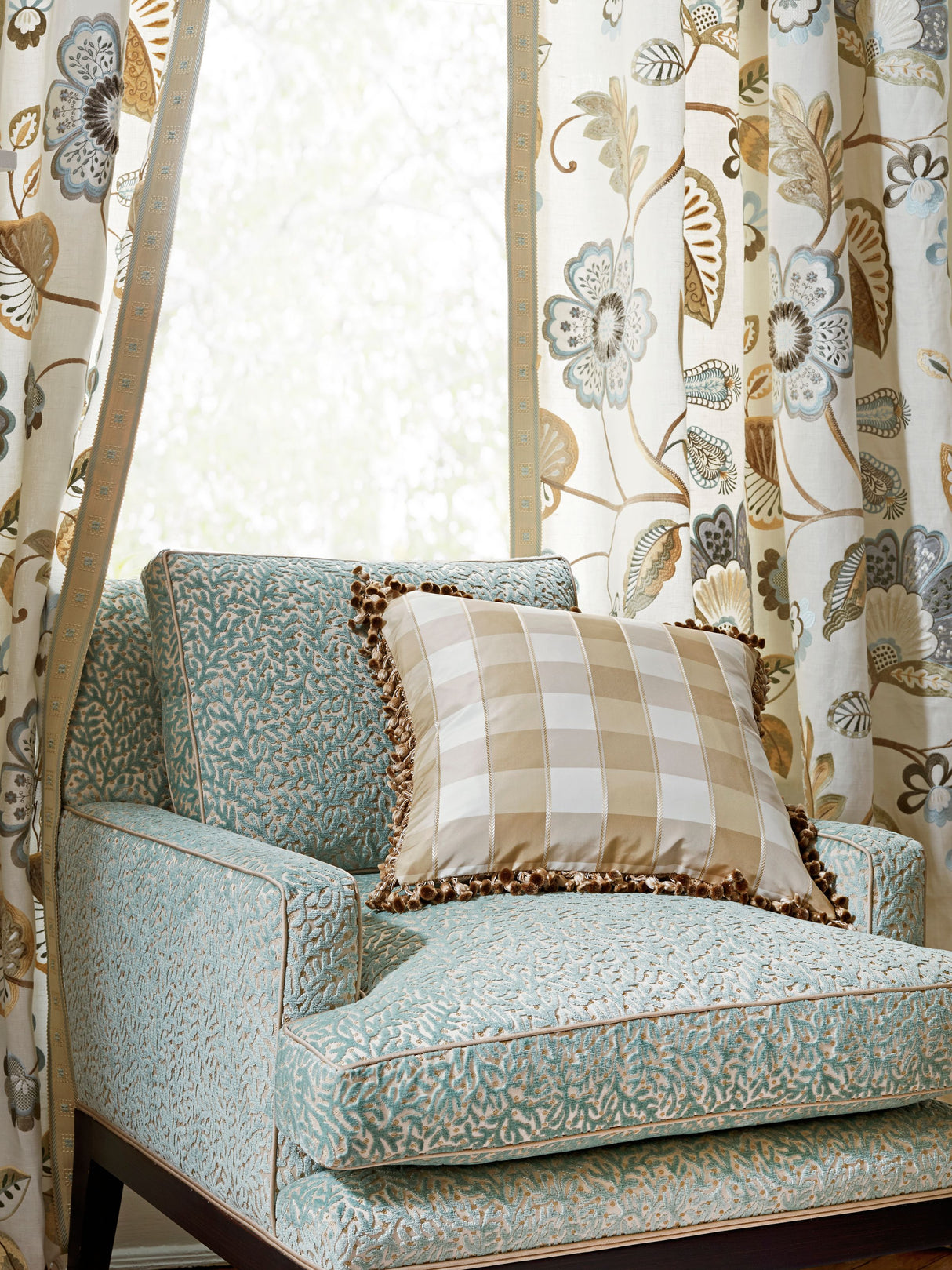 Scalamandre SC 000227024 FLAX CHELSEA CHECK Fabric - Eade's Wallpaper