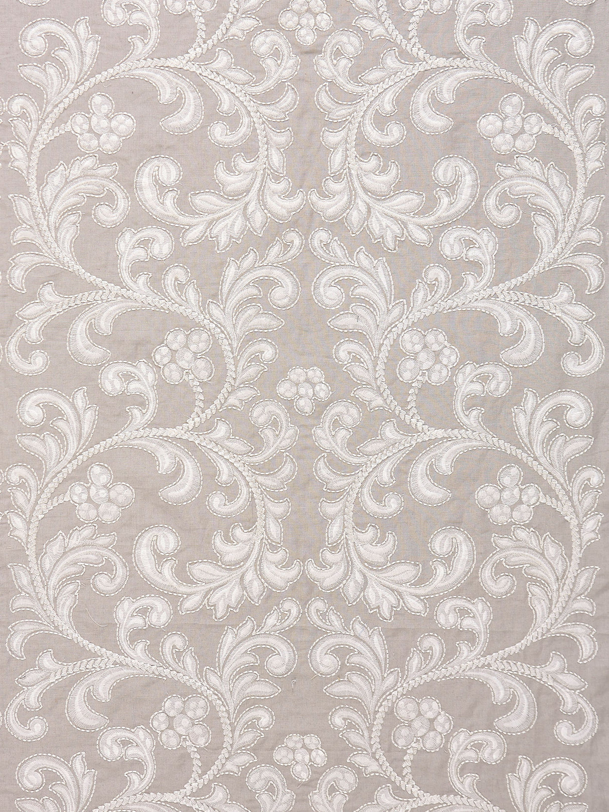 Scalamandre SC 000227029 PEARL GREY CHIARA EMBROIDERY Fabric - Eade's Wallpaper