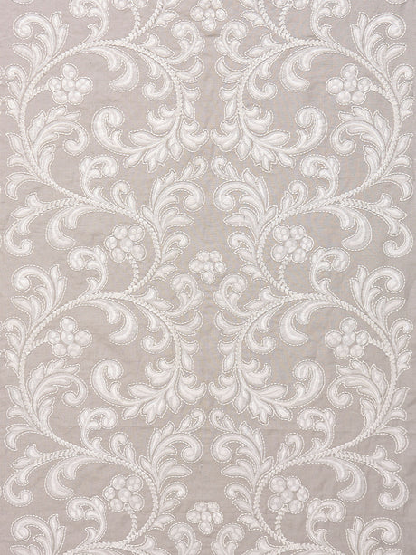 Scalamandre SC 000227029 PEARL GREY CHIARA EMBROIDERY Fabric - Eade's Wallpaper