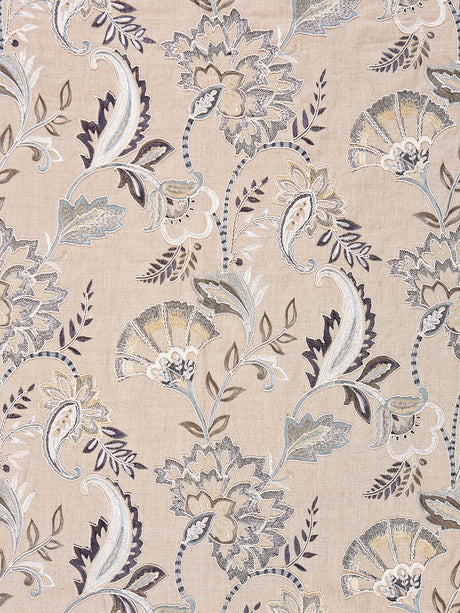 Scalamandre SC 000227036 FLAX ADARA EMBROIDERY Fabric - Eade's Wallpaper
