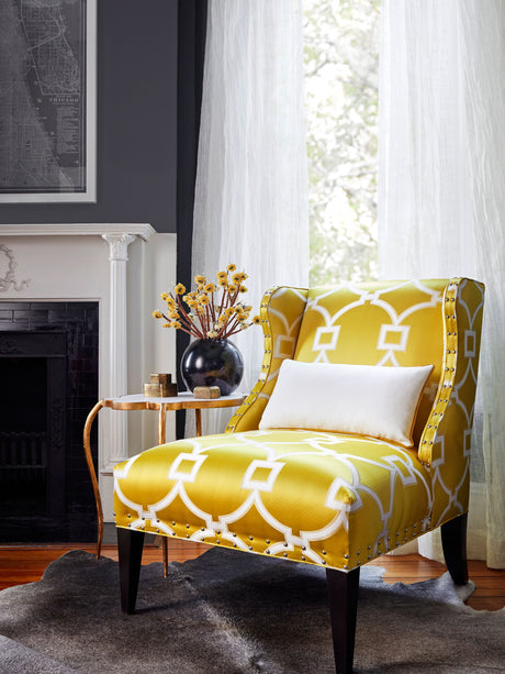 Scalamandre SC 000227072 FORSYTHIA CIRCLE FRET Fabric - Eade's Wallpaper