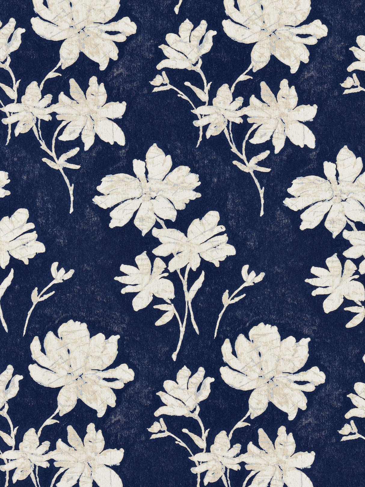 Scalamandre SC 000227082 INDIGO FLORE BATIK Fabric - Eade's Wallpaper