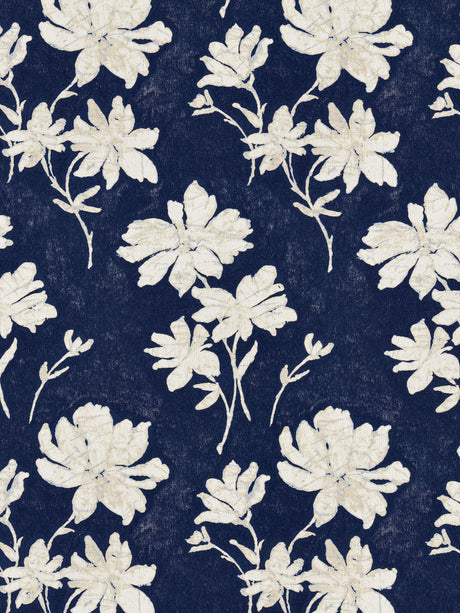 Scalamandre SC 000227082 INDIGO FLORE BATIK Fabric - Eade's Wallpaper