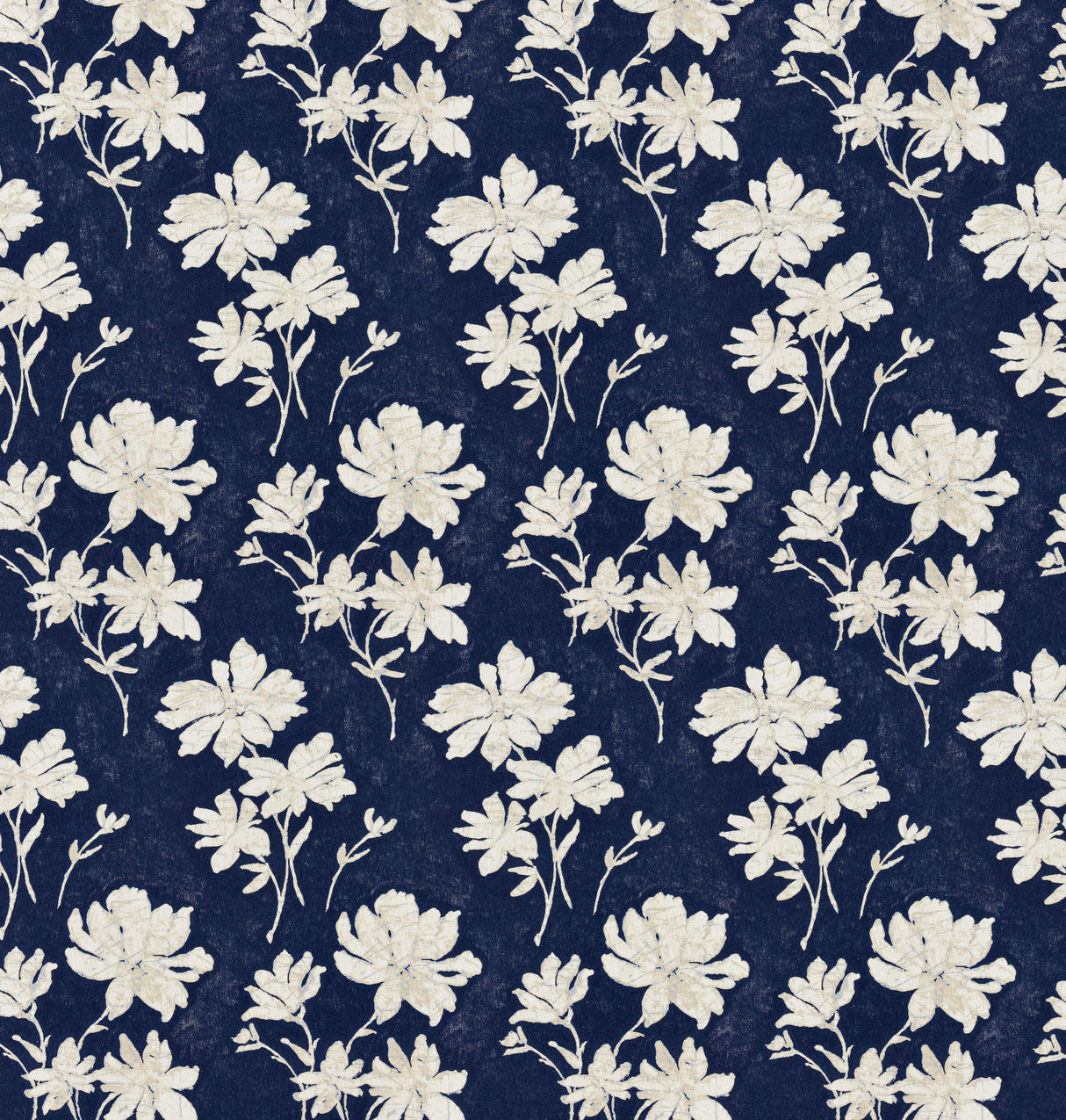 Scalamandre SC 000227082 INDIGO FLORE BATIK Fabric - Eade's Wallpaper