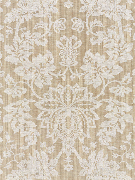 Scalamandre SC 000227136 FLAX METALLINE DAMASK Fabric - Eade's Wallpaper