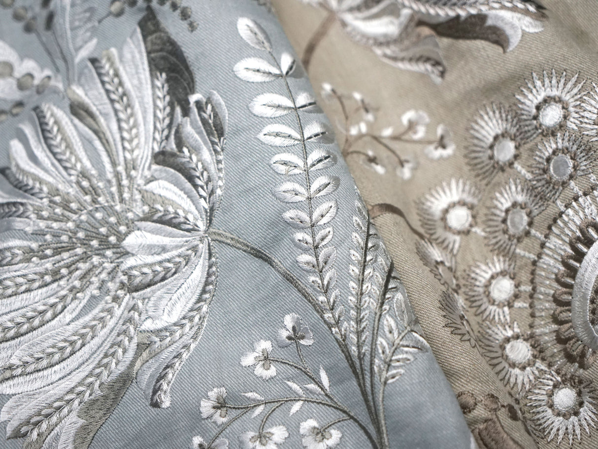 Scalamandre SC 000227162 FLAX ANNELISE EMBROIDERY Fabric - Eade's Wallpaper