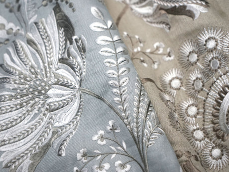 Scalamandre SC 000227162 FLAX ANNELISE EMBROIDERY Fabric - Eade's Wallpaper