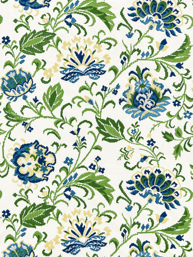 Scalamandre SC 000227173 JARDIN DELPHINE EMBROIDERY Fabric - Eade's Wallpaper