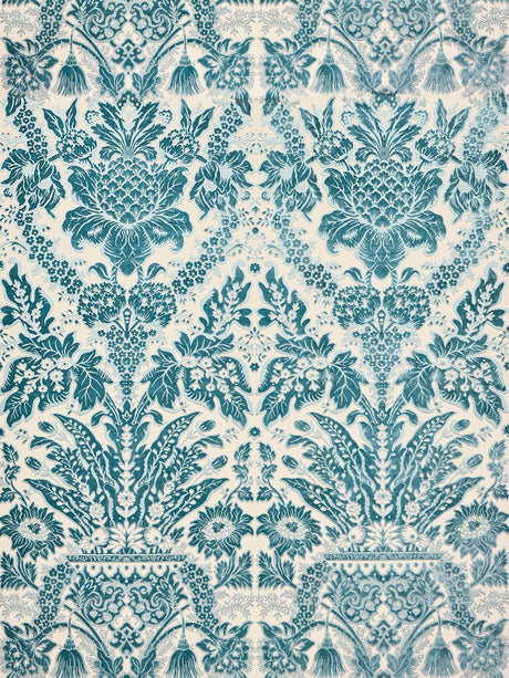 Scalamandre SC 000227321 AZURE REGIS VELVET DAMASK Fabric - Eade's Wallpaper