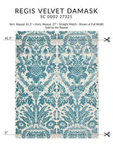 Scalamandre SC 000227321 AZURE REGIS VELVET DAMASK Fabric - Eade's Wallpaper