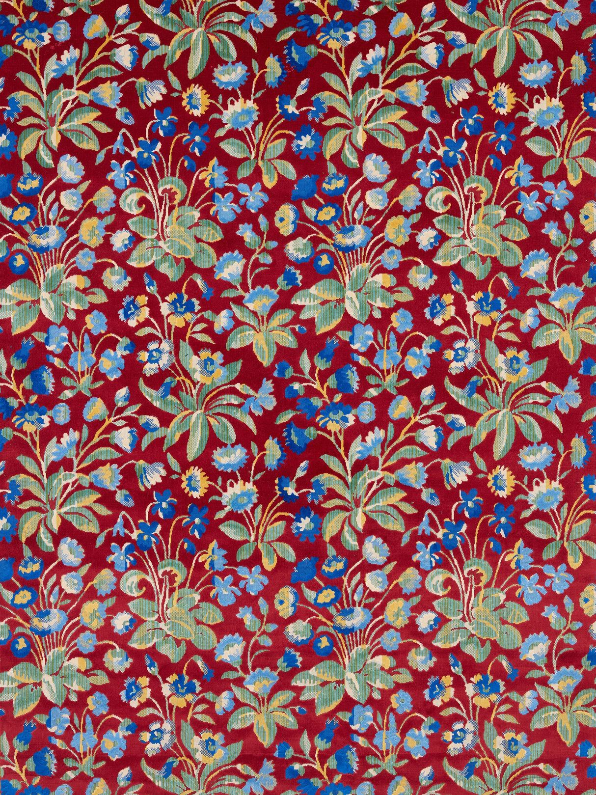 Scalamandre SC 000227328 RUBY COBALT MILLEFLEUR VELVET Fabric - Eade's Wallpaper