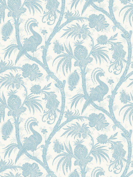 Scalamandre SC 0002WP88355 SKY BALINESE PEACOCK WALLPAPER - Eade's Wallpaper